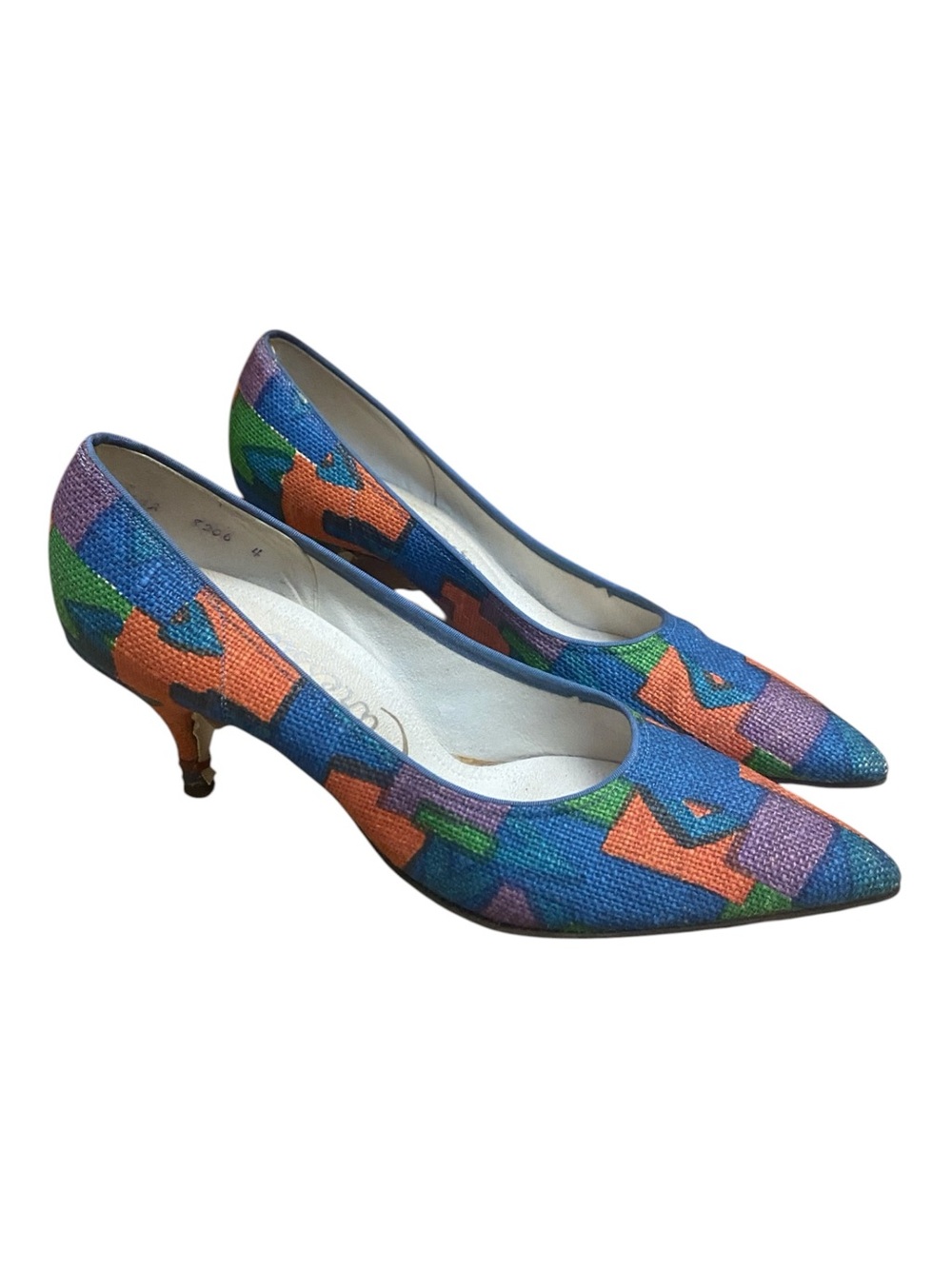 Caressa By Taicher Womens Vintage Woven Point Toe Heels Size 8.5 4A Narrow Heels - Picture 7 of 11